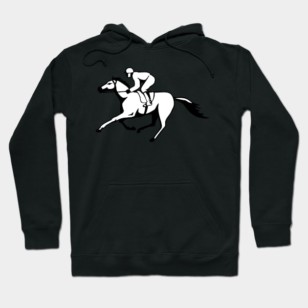 Horse Racing Black and White Retro Hoodie by retrovectors